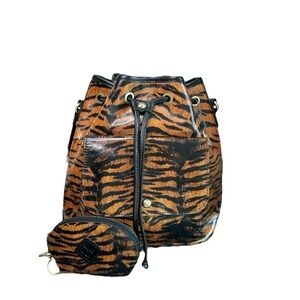 Patricia Nash Tiger Print Shoulder Bag - Black and Brown